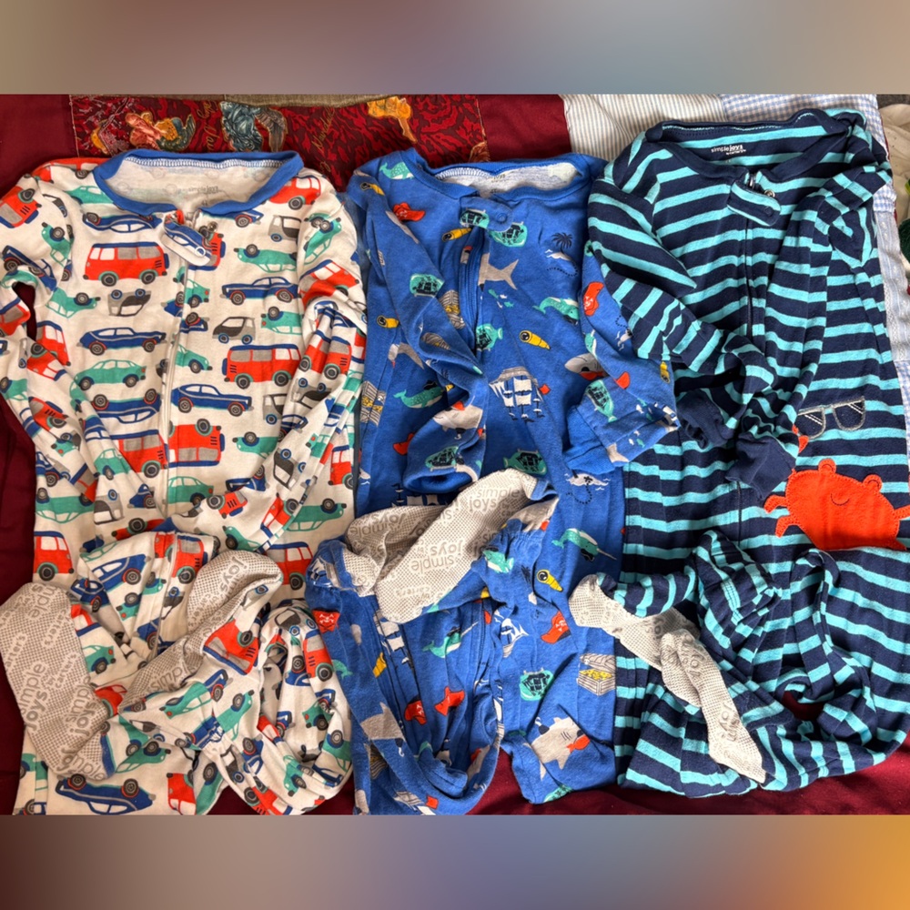 3pack Simple Joys Toddler Footie Pajamas